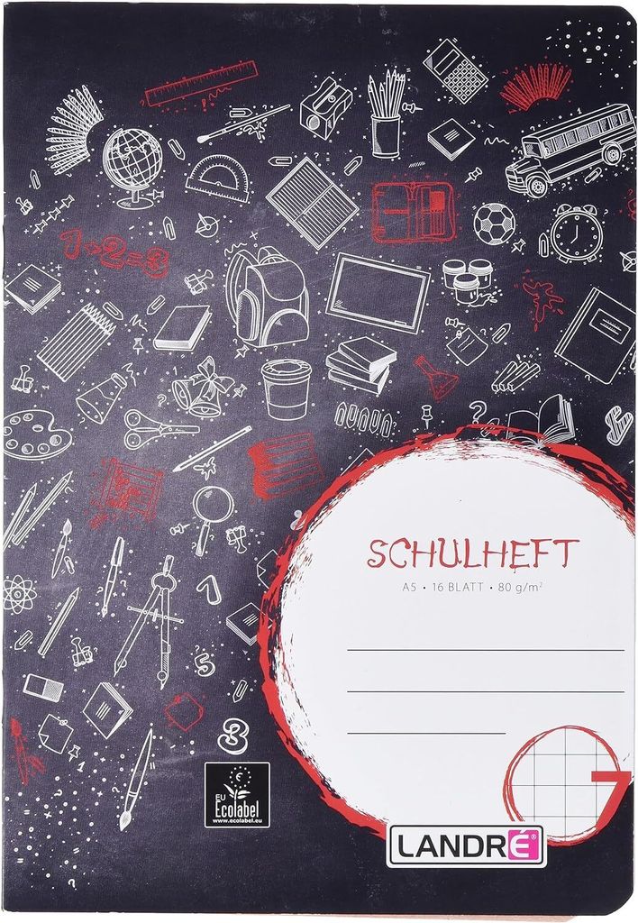 LANDRE Schulheft DIN A5, Lineatur 7 / 7 mm kariert, 16 Produktbild 
