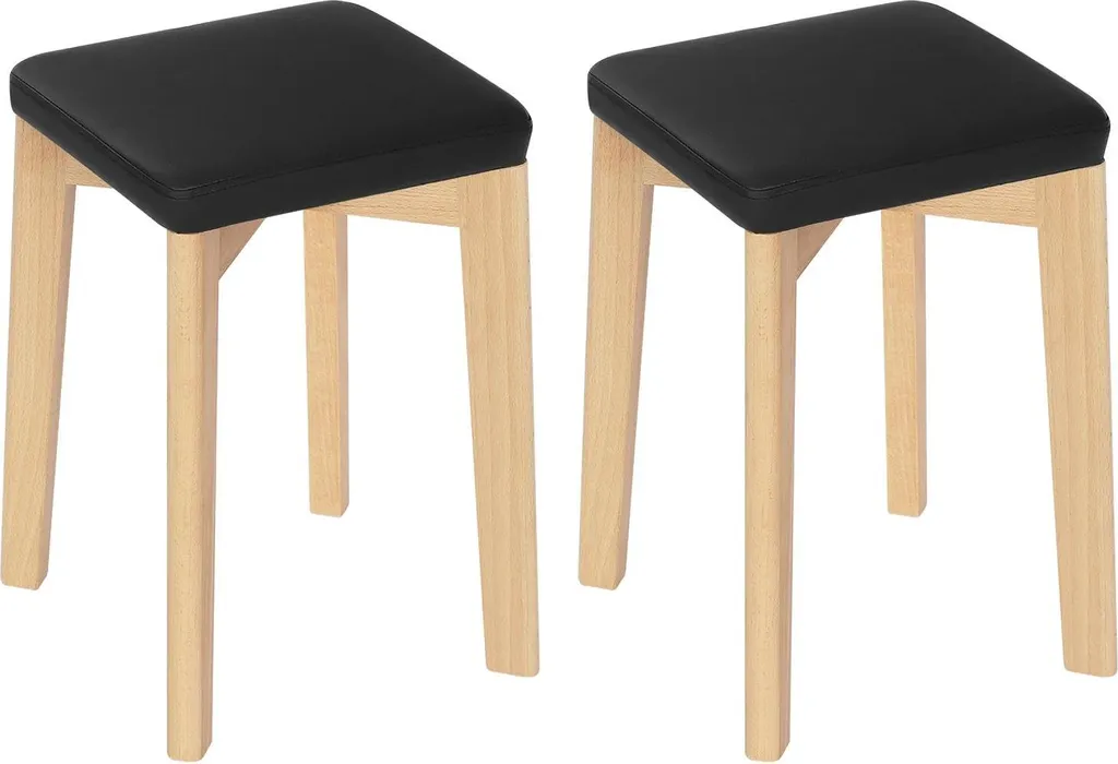 Sedie Cucina Impilabili Design Moderno Nero Legno e Pelle Sintetica - 3