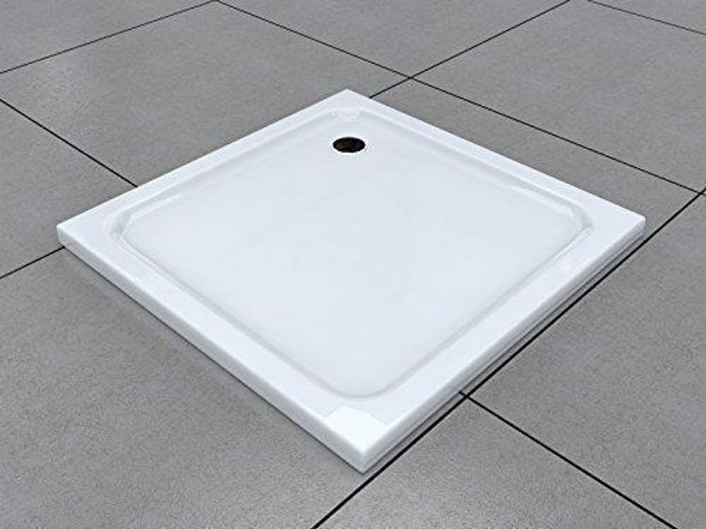 BuyLando 80x80 cm Duschtasse – Flache Acryl Duschwanne – mit 5 cm Höhe