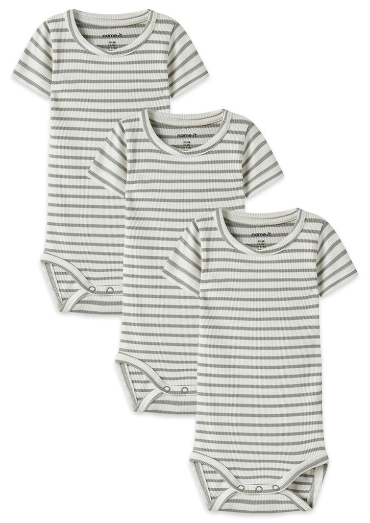 NAME IT Bequemer Kurzarmbody Druckknöpfen 3er-Set Gestreift Größe: 68