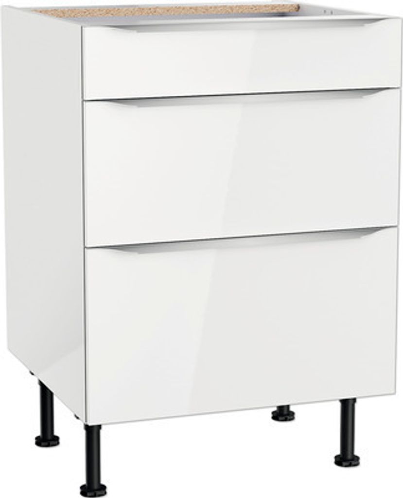 Optifit Schubladenunterschrank Arvid986 BxTxH 60 x 58,4 x 87 cm weiß glänzend zerlegt KFAV U636-8E+