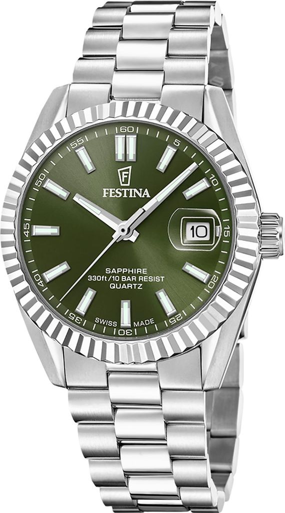 Festina Zegarek z datownikiem Classic Steel Swiss Made Zdjęcie produktu 