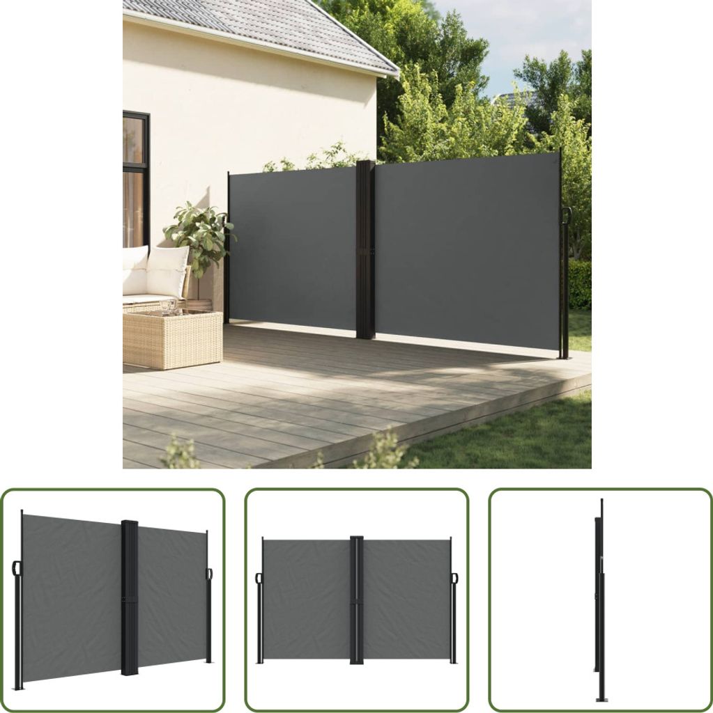 The Living Store Seitenmarkise Ausziehbar Anthrazit 160x600 cm