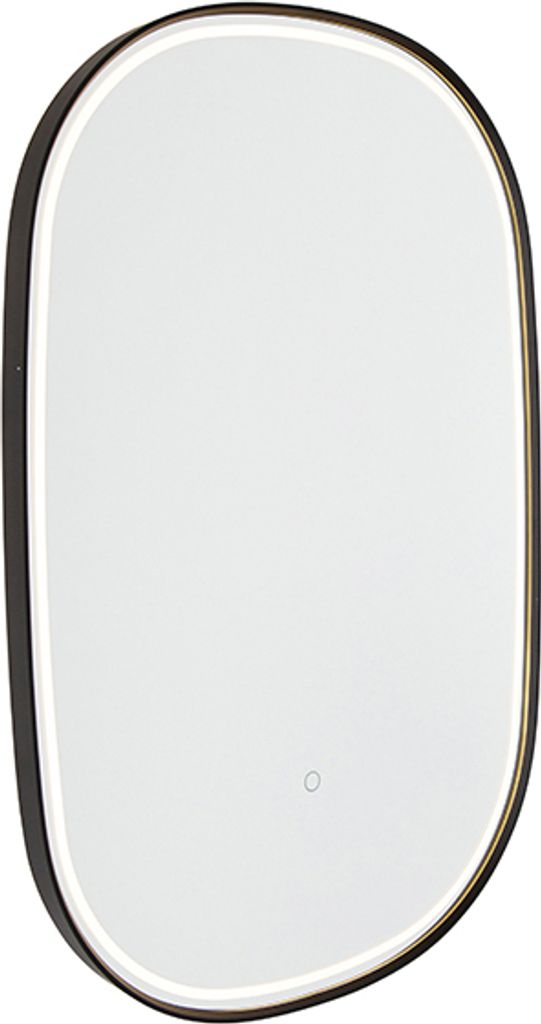 QAZQA Professional - Modern Bad I Badezimmerspiegel schwarz inkl. LED 3-Stufen-Dimmbar mit Touch Oval - Miral Touch-funktion Dimmer I Dimmbar I Woh...