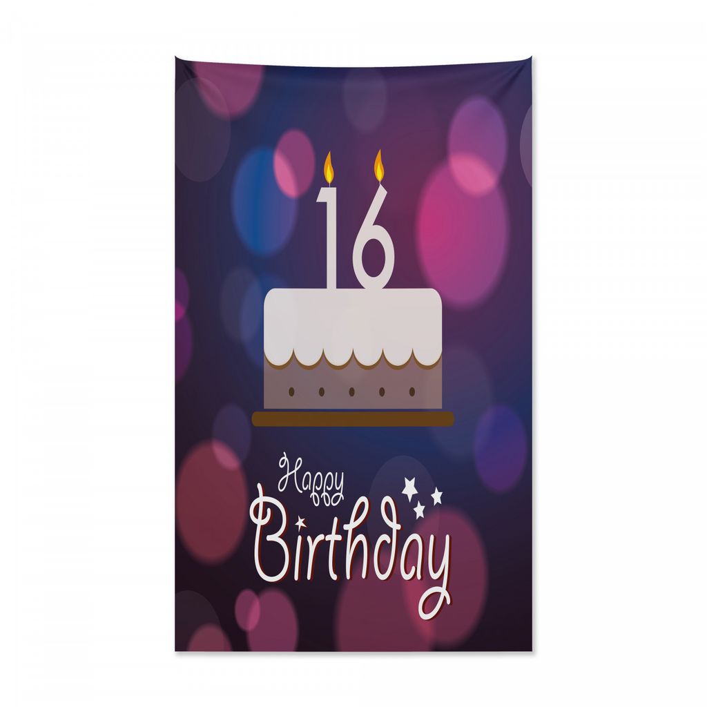 Abakuhaus Geburtstag Wandteppich und Tagesdecke, Kuchen Kerze bester Wunsch aus Weiches Mikrofaser Stoff Kein Verblassen Klare Farben Waschbar, 140...
