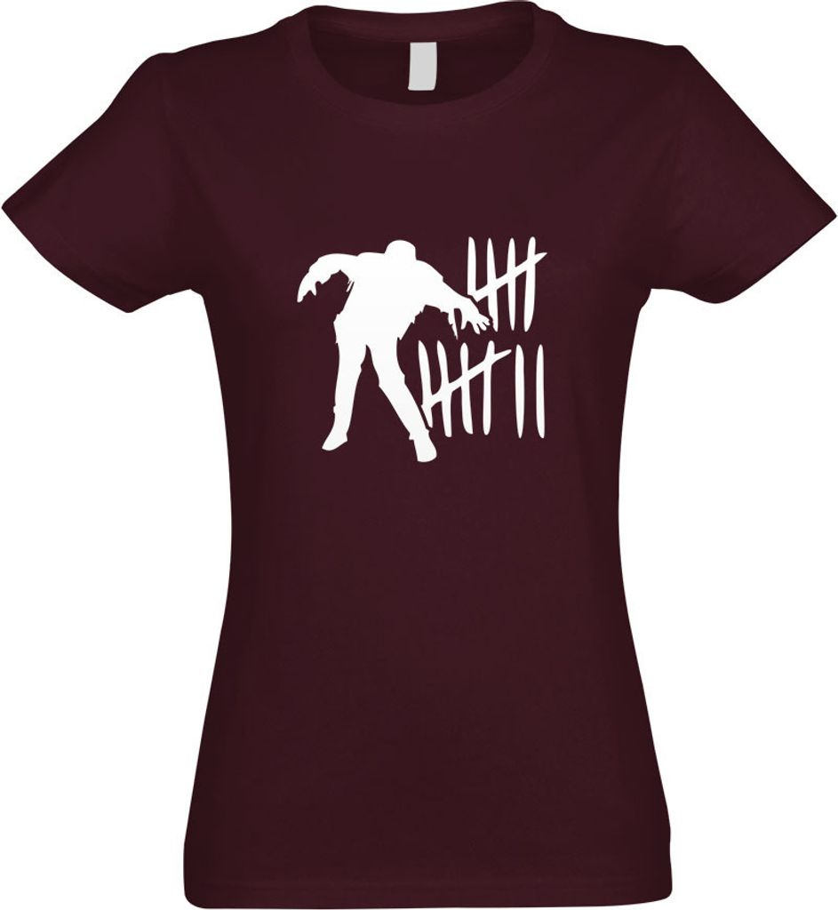 Kiwistar - T-Shirt tailliert - Damen - Burgund - Zombie Killer - Hunter - Respond - mit Motiv Bedruckt - Funshirt Design - Sport - Freizeit - Damen...