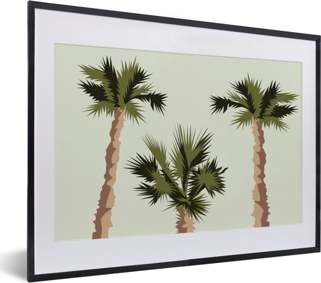 MuchoWow MuchoWow Gerahmtes Poster Palme - Sommer - Tropisch 40x30 cm - Poster mit zchwarzem Bilderrahmen - Bilderrahmen - Poster im Rahmen