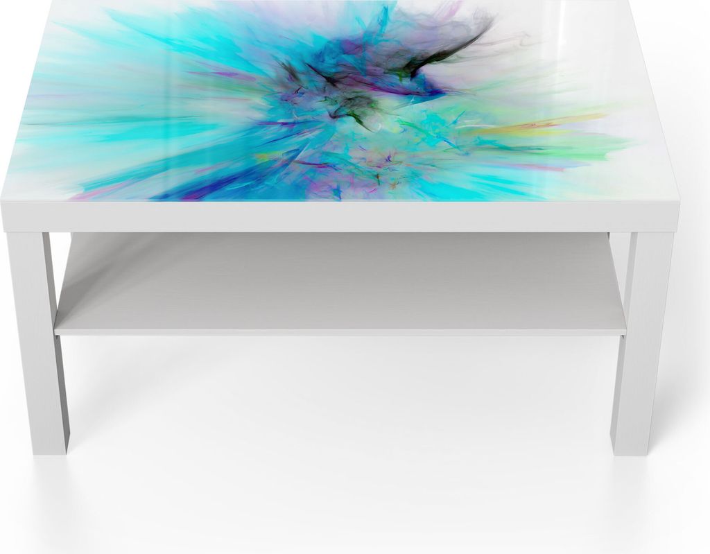 DEQORI Couchtisch 90x55 cm Weiß 'Supernova der Farben' Glas Beistelltisch
