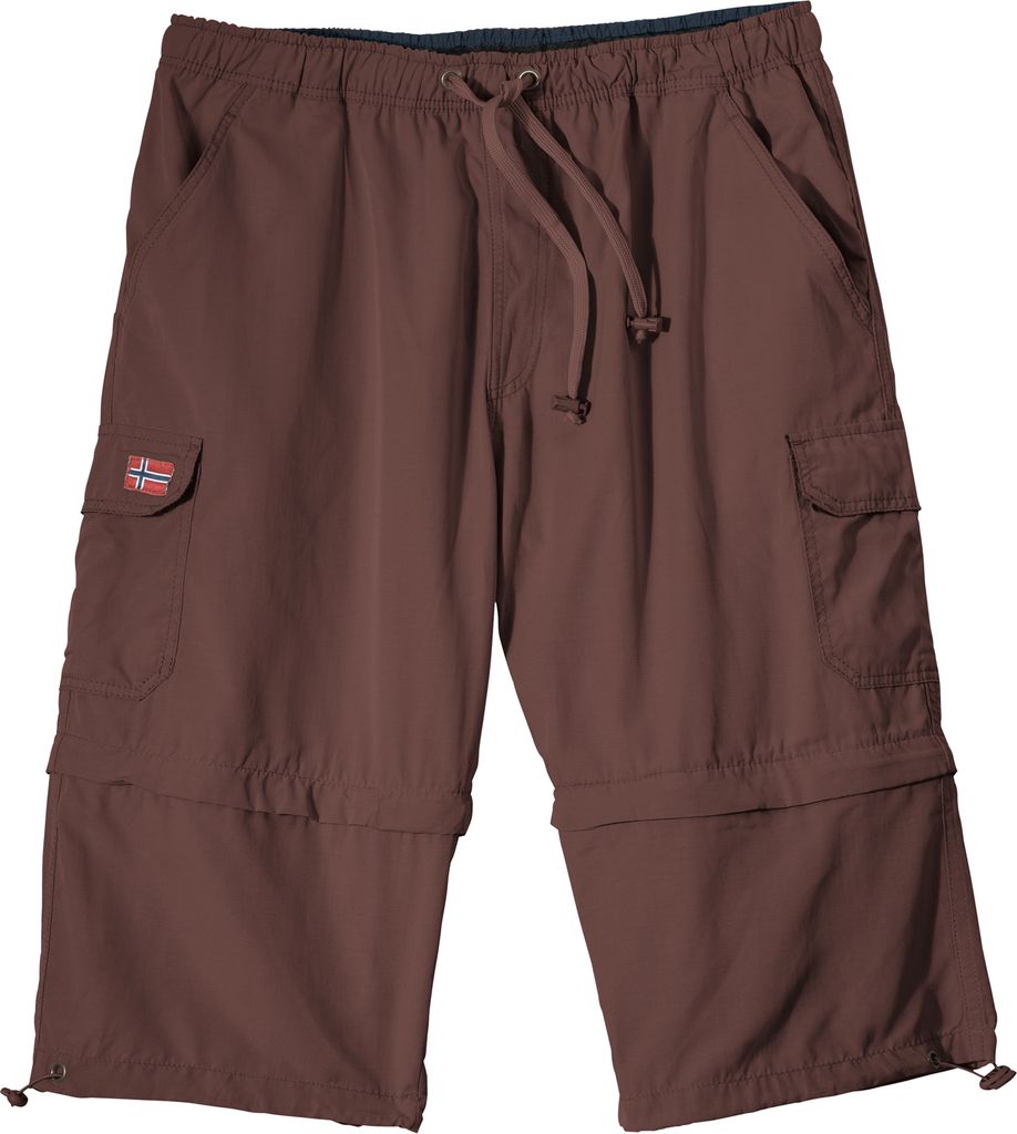 Abraxas Zipp-off-Bermuda rotbraun Übergröße