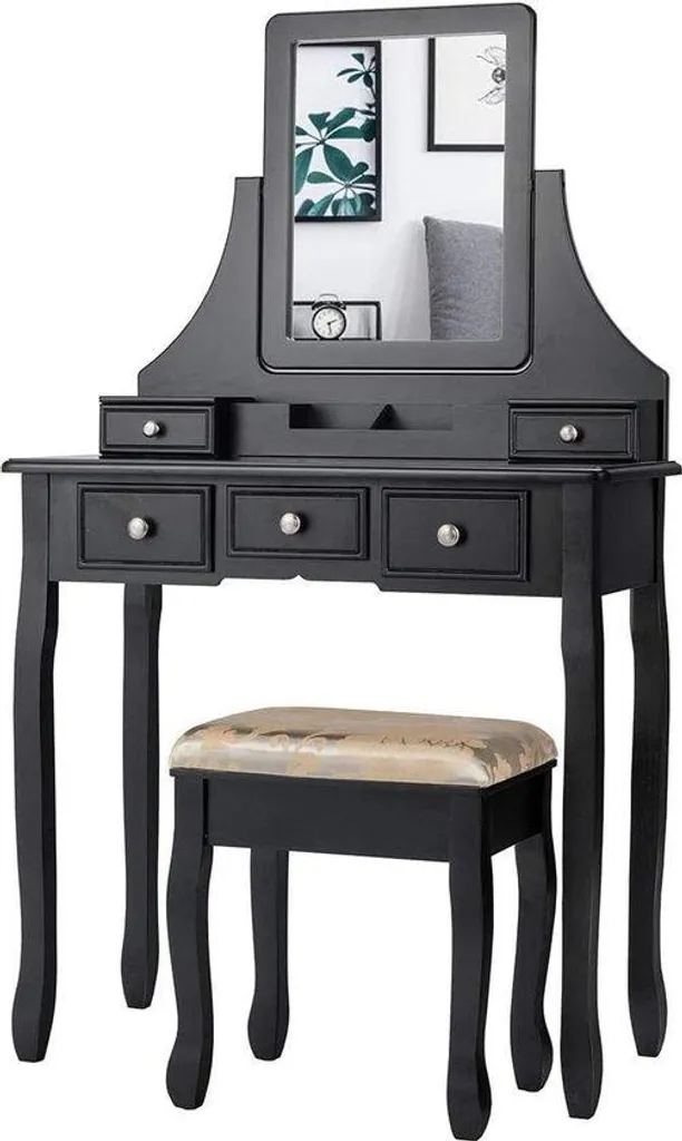 Coiffeuse Maquillage pour Chambre avec Miroir Ajustable et Tabouret