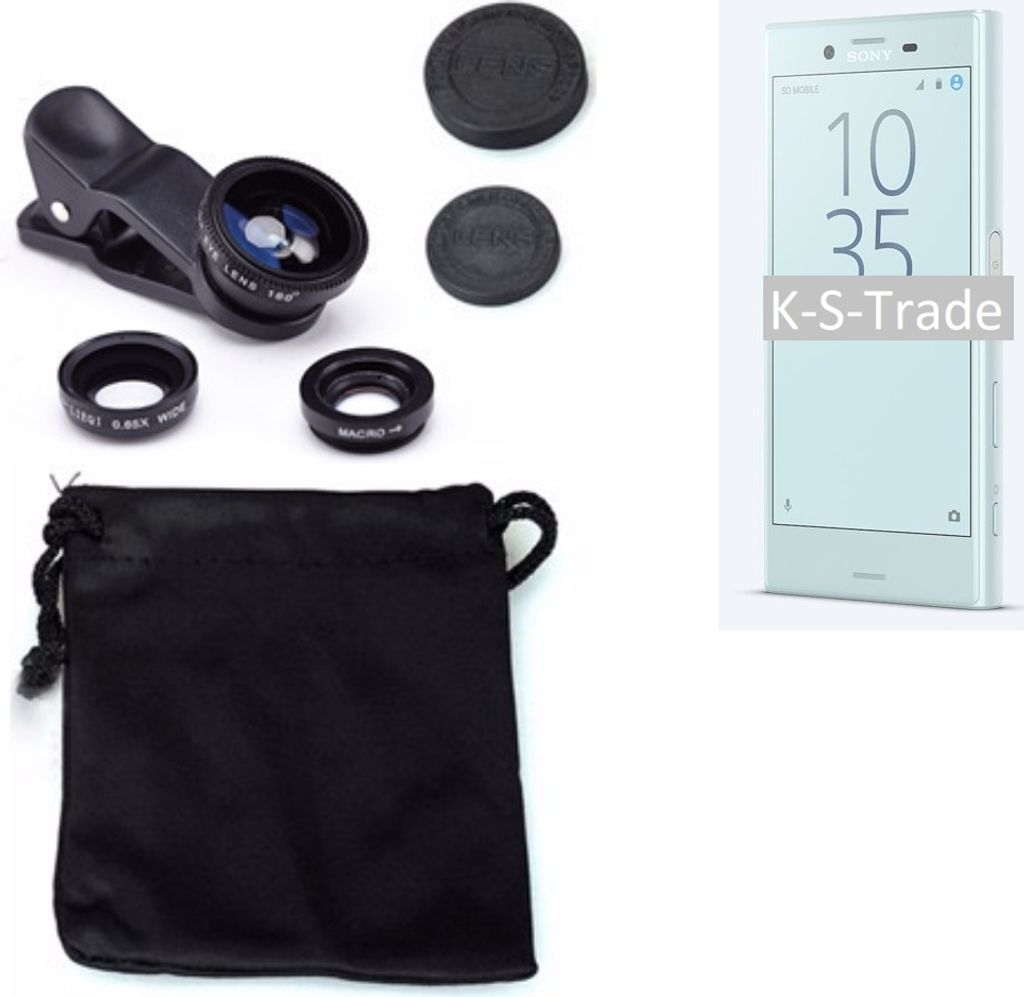 K-S-Trade Smartphone Kamera Linsen Set Kompatibel mit Sony Xperia X Compact 3in1 Clip-On Kamera Adapter Macro Weitwinkel FishEye Fischauge Objektiv