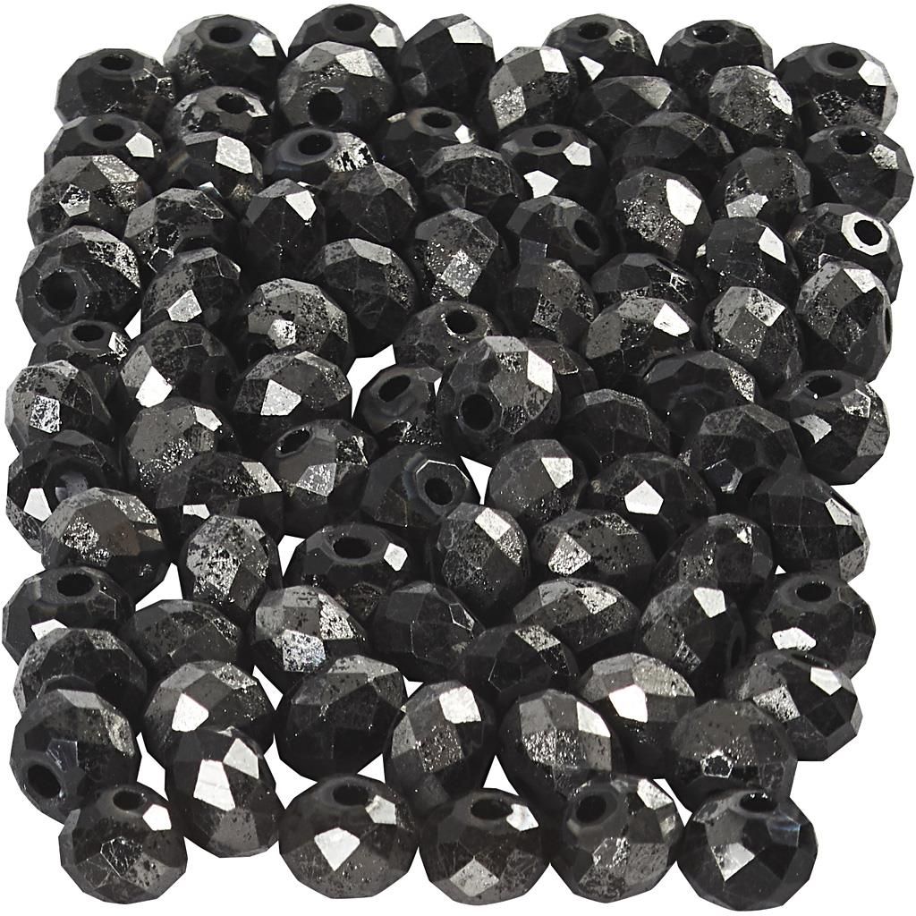 facettierte Perlen metallisch schwarz 4 mm 100 Stück