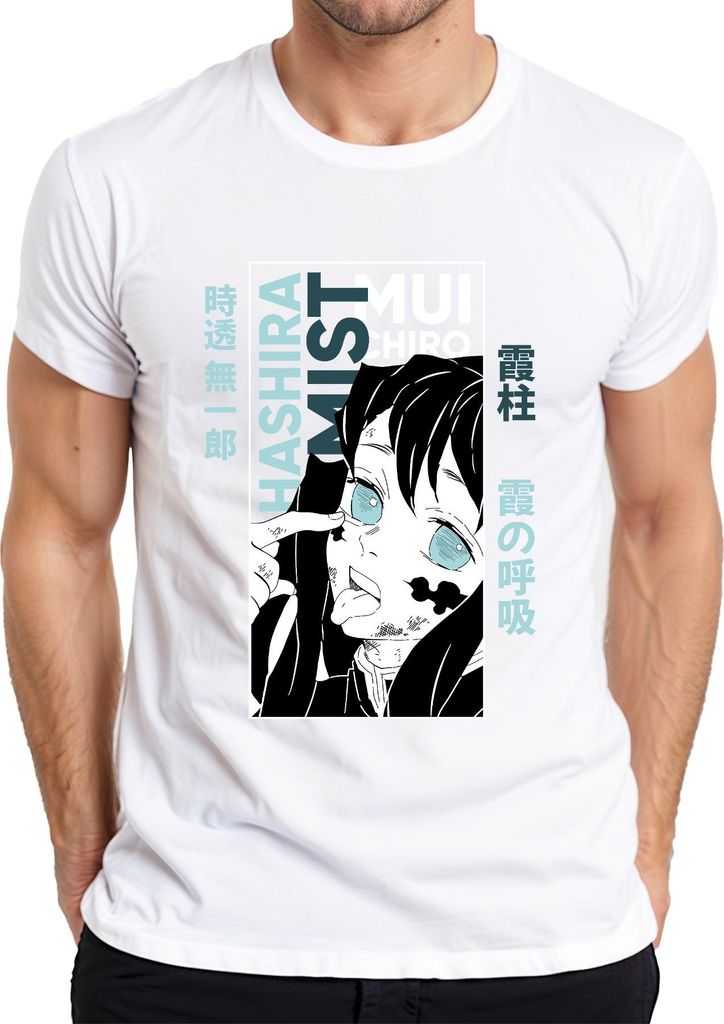 Muichiro Tokito Nebel Hashira Kimetsu no Yaiba Anime Manga Herren T-Shirt, Weiß, XXL