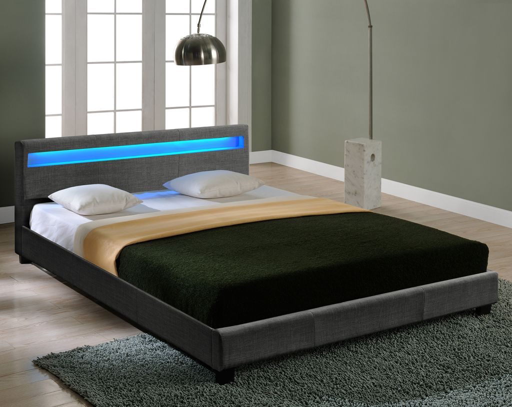 LED Textile Lit double Lit rembourré 180x200cm Cadre de lit Image du produit 