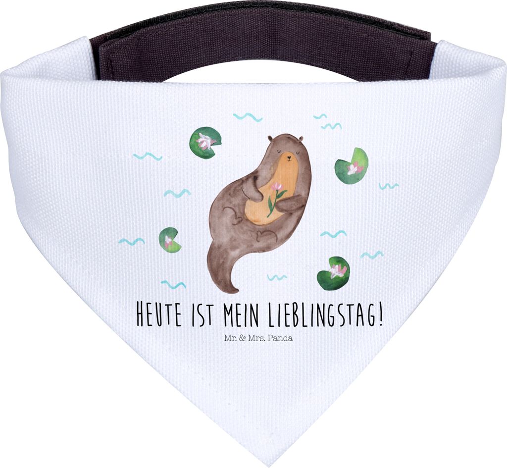 Mr. & Mrs. Panda Halstuch Otter Seerose - Weiß - Geschenk, Seeotter, Hund, Wasser, Hunde-Halstuch, Lieblingstag, Fluss, Hunde, Hundehalstuch