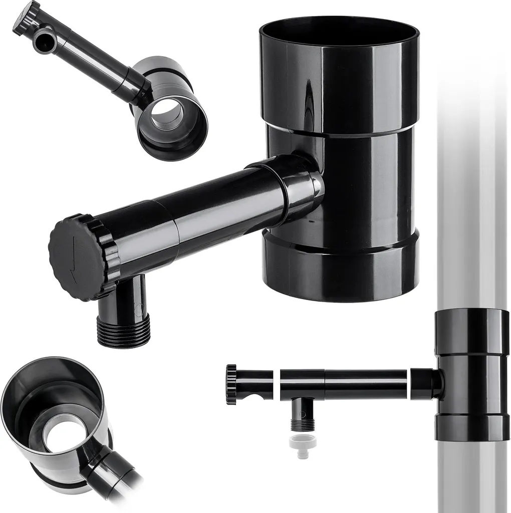 Collecteur d'eau de pluie Ø100 mm Graphite avec robinet et volant d'eau