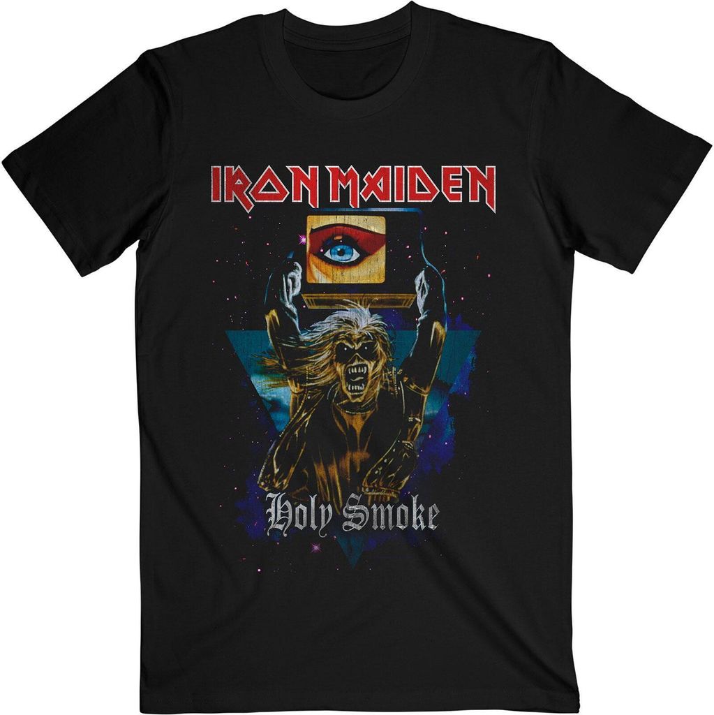 Iron Maiden - "Holy Smoke Space Triangle" T-Shirt für Herren/Damen Uni RO983 (XL) (Schwarz)