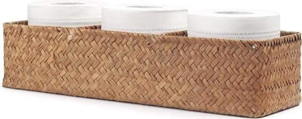 Solution rangement WC : Panier tressé 3 compartiments contre le désordre
