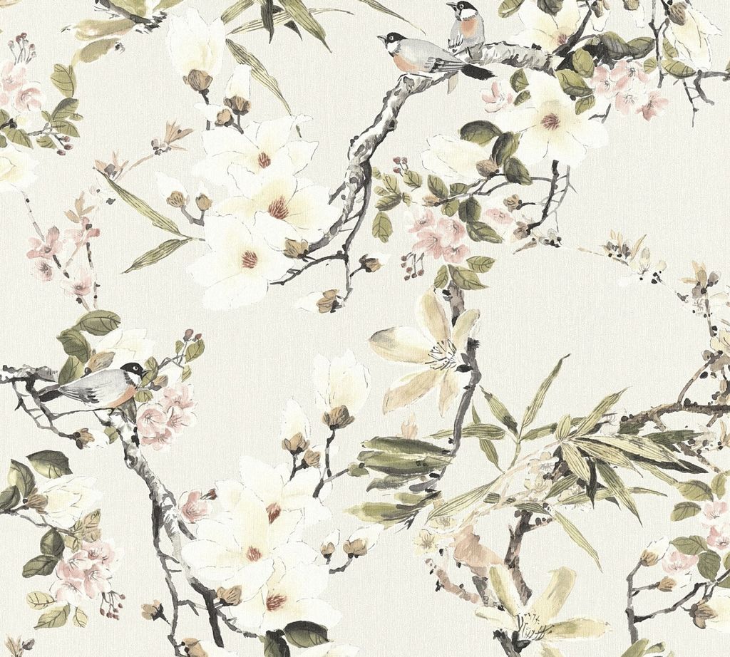 Michalsky Living Blumentapete Dream Again florale Tapete Vliestapete beige grün grau rosa 10,05 m x 0,53 m