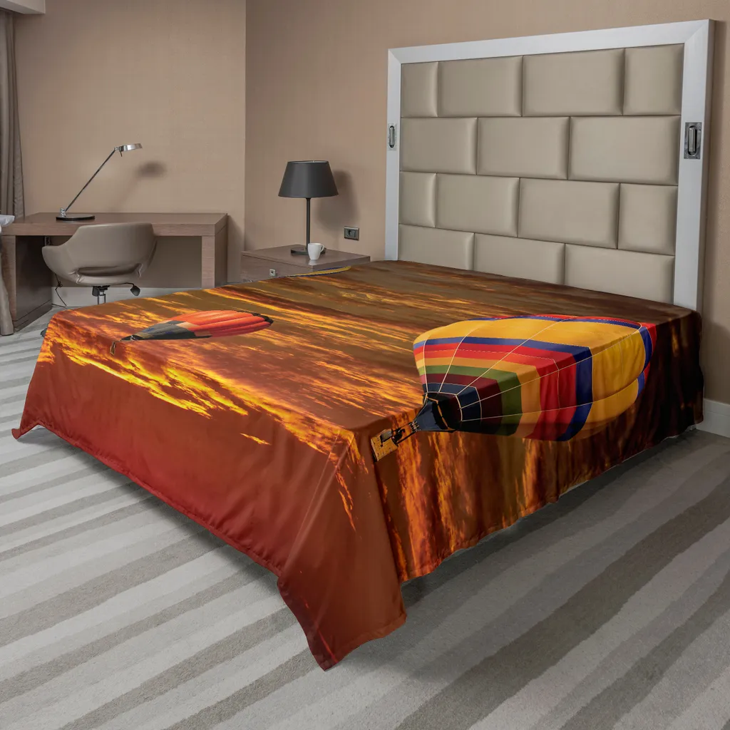 Drap-housse 260x228 cm Infroissable et Doux Motif Montgolfières Ciel