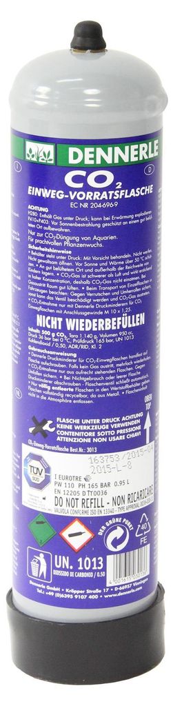 Dennerle CO2 Einwegflasche 500g - zur CO2-Düngung von Produktbild 