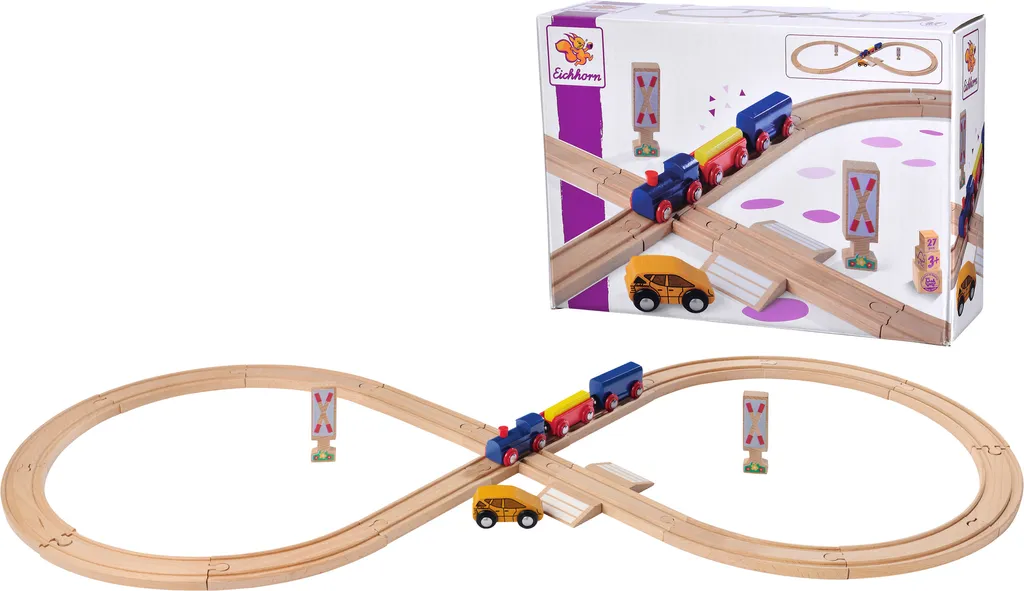 Circuit de Montagnes Russes pour Train en Bois Eichhorn Jouet Éveil 3+
