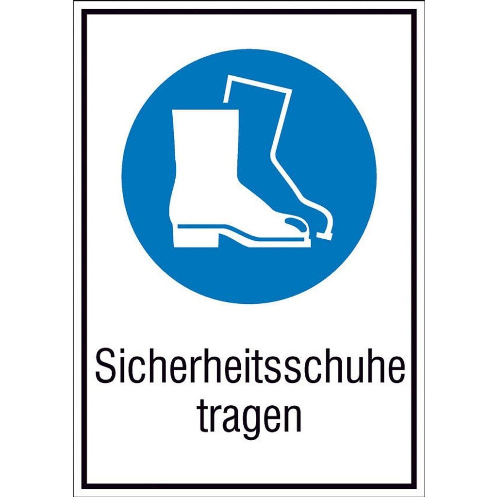 SafetyMarking Gebotsaufkleber "Sicherheitsschuhe tragen " rechteckig 13,1 x 18,5 cm