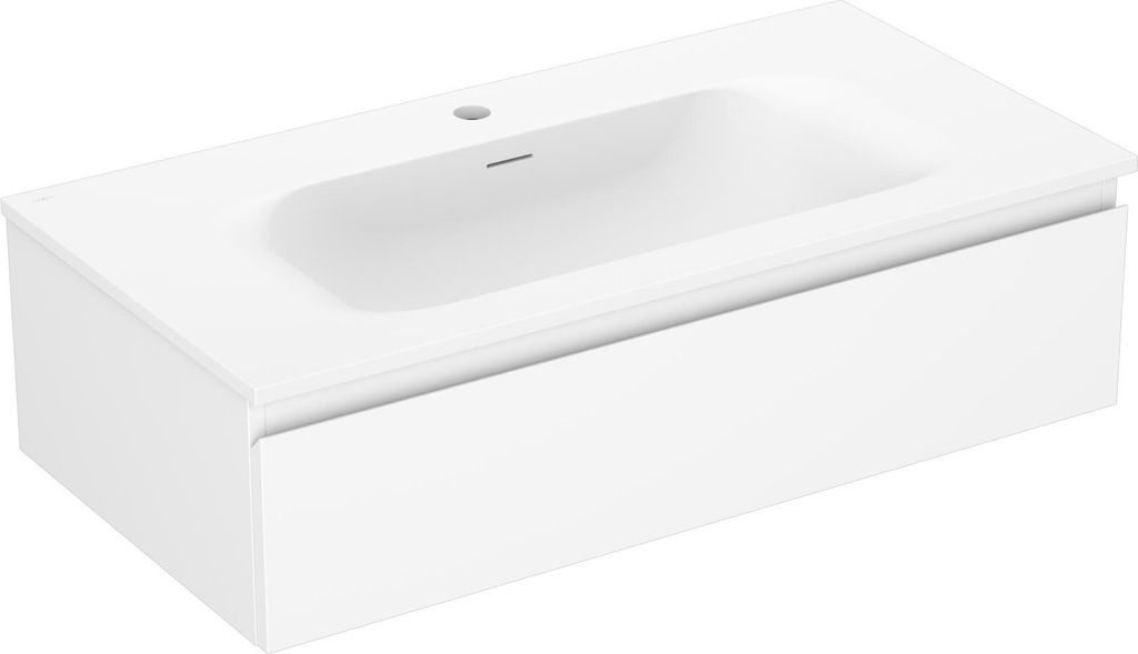 Mexen Orio Badezimmerschrank 90 cm mit Waschbecken Vela, 1 Schublade, Weiß matt - 91A10-09023-1-BF01-W23M01