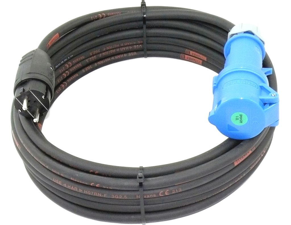 CEE Adapterleitung Set 10m Winkelkupplung An Schuko Stecker + CEE
