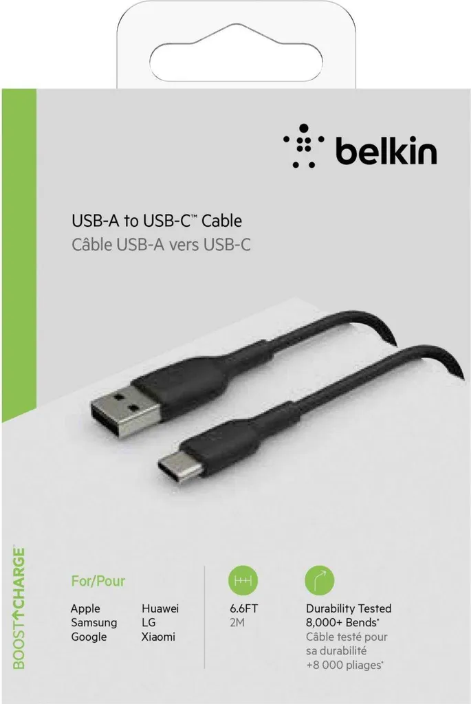 Cavo Ricarica USB-C Belkin 2 Metri Nero CAB001BT2MBK - Per Casa e Viaggi