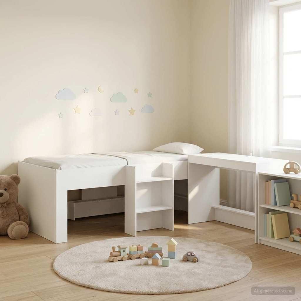 Maison Exclusive - Hochbett mit Schreibtisch für Kinder 2 Stk. Weiß Holzwerkstoff