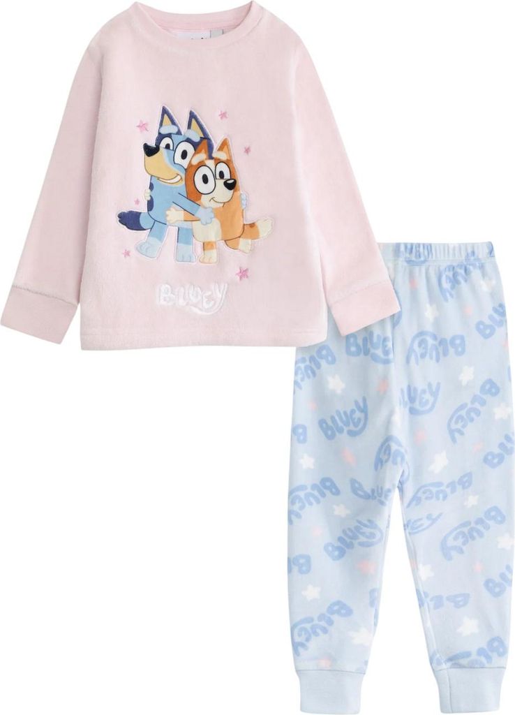 Bluey - Schlafanzug mit langer Hose für Mädchen, Langärmlig NS9665 (116) (Pink)