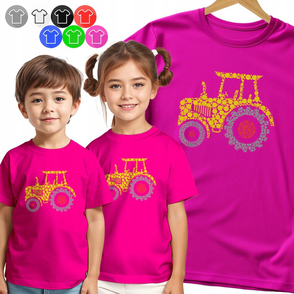 Kinder-T-Shirt - Bunte Punkte Traktor Tag Punkte - 134 M