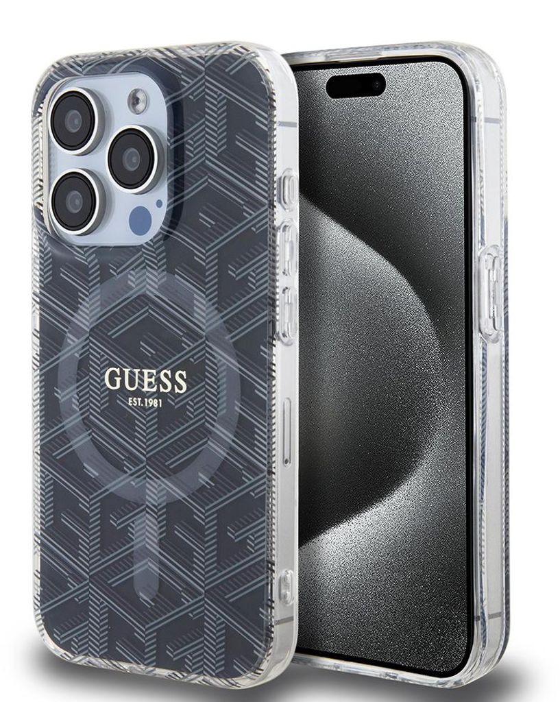 Guess Iml Gcube Magsafe Hülle Für Iphone 15 Pro - Schwarz