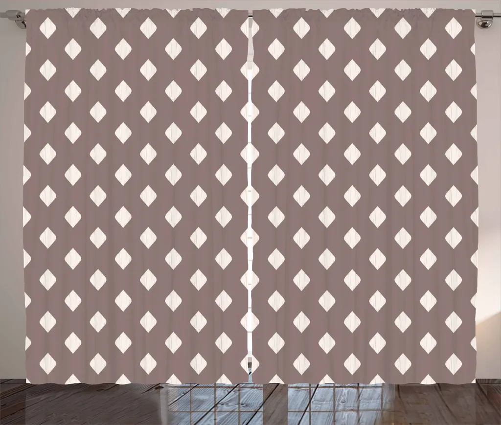ABAKUHAUS Tenda Geometrica In Microfibra, Set 2 Pannelli 150x225 Cm, Motivo Rombo Bianco E Nero Su Grigio