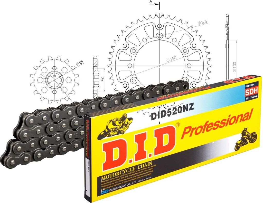 DID Kit Stealth (gold) Kompatibel mit Honda XR600 R 88-90 14-50-112 DID520NZ Clip