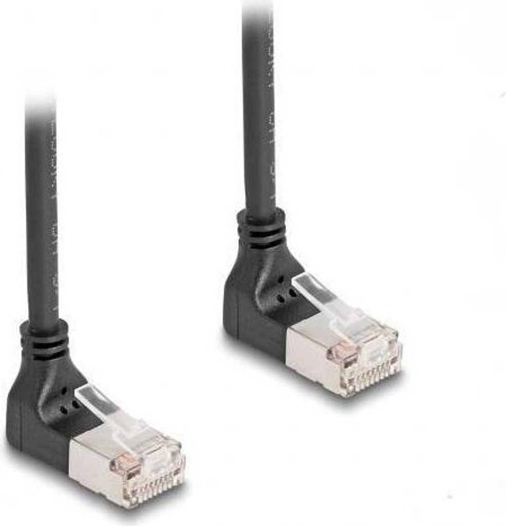 DELOCK RJ45 Netzwerkkabel Cat.6A S/FTP Slim 90°oben 0,5m SW