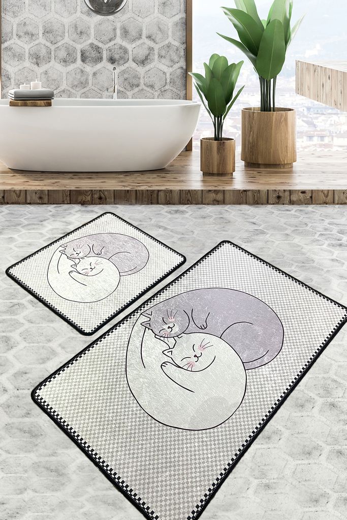 Mijolnir, Katt- CHL5178, Bunt, Badematten, 700 gr/m², 100% Samtstoff