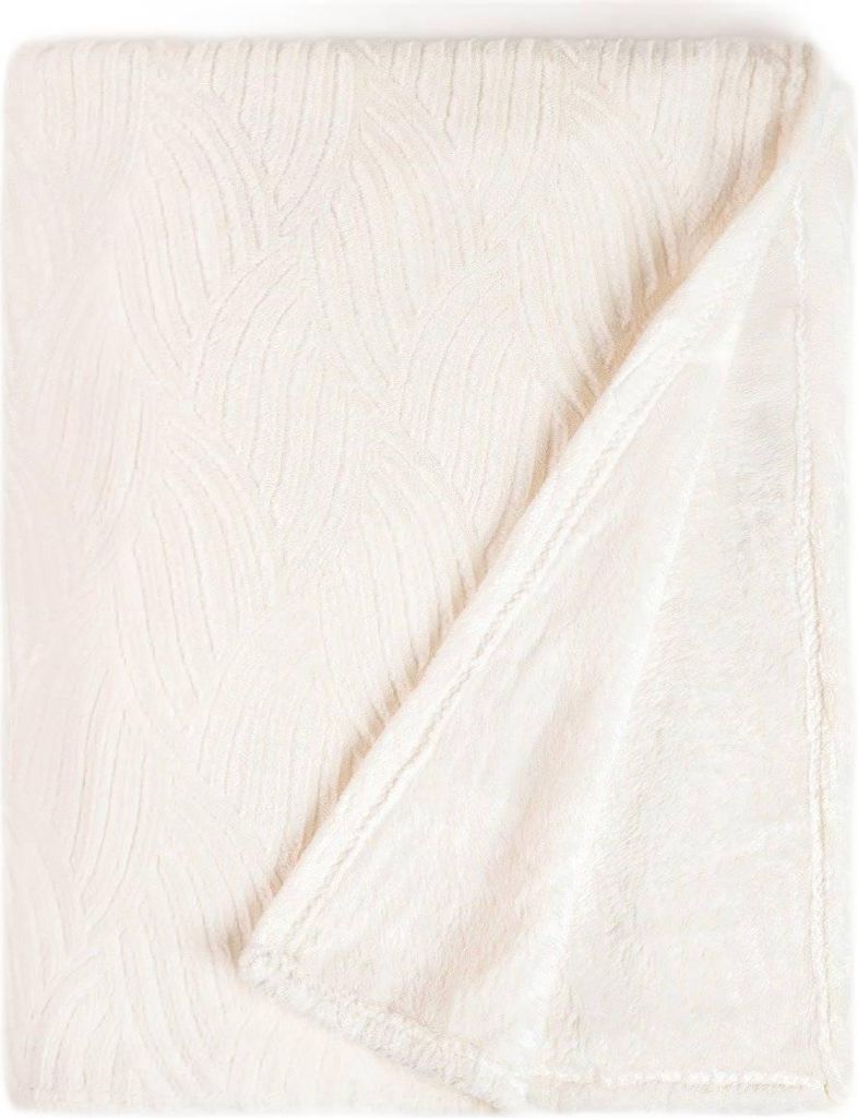 HOMLA EMBER ecru gemusterte Decke 150x200 cm