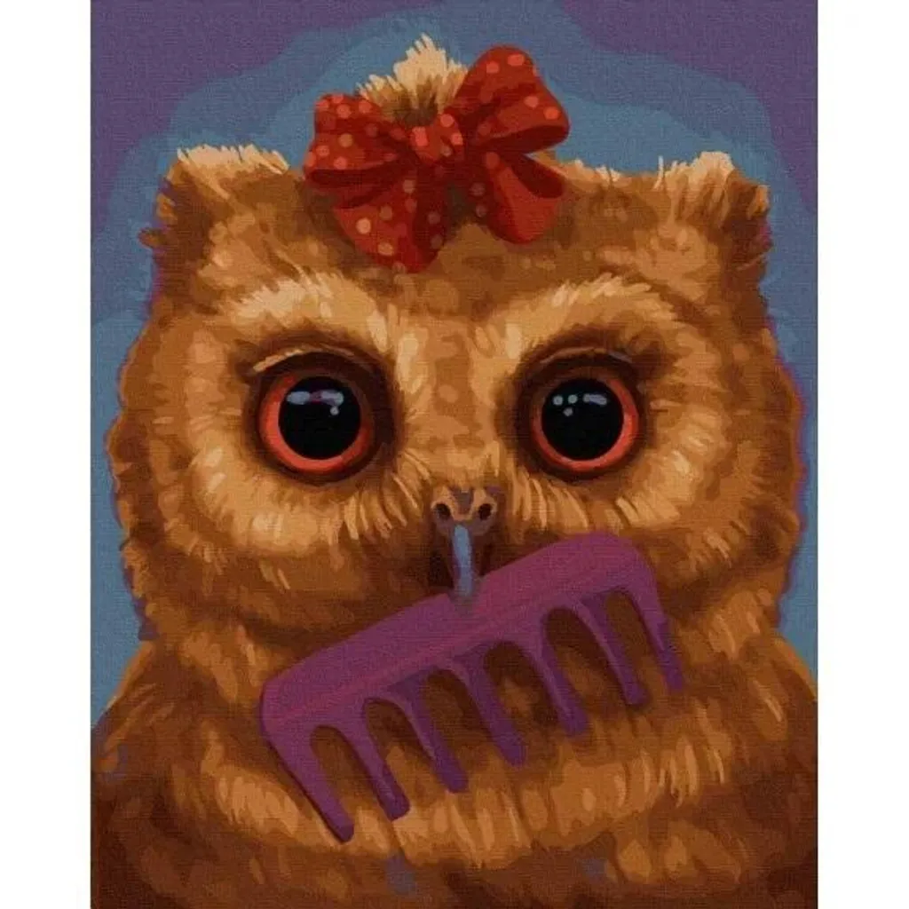 Peinture par numéros hibou sur toile de lin dense haute définition