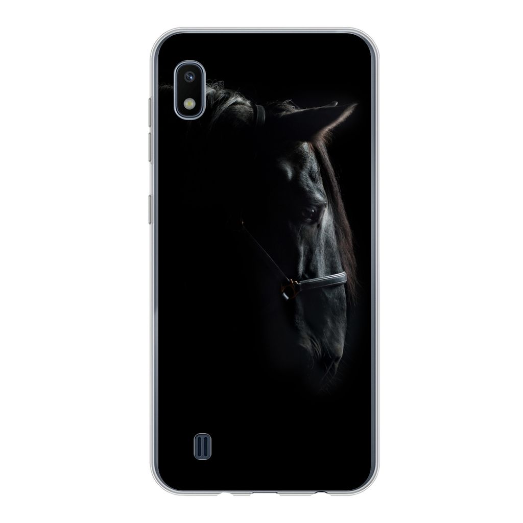 MuchoWow Handyhülle Schutzhülle Hülle für Samsung Galaxy A10 Pferd - Leicht - Schwarz Silikon Softcase Handy Hülle - Schutzhülle
