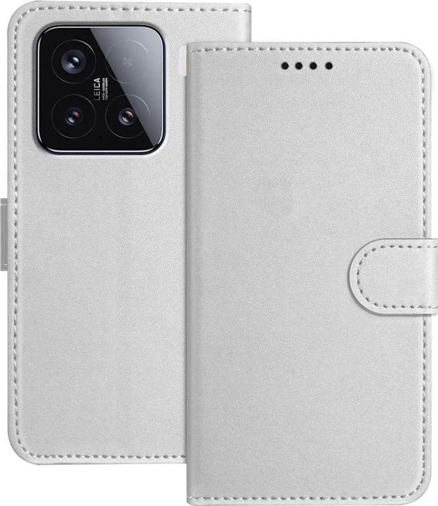 Hülle für Xiaomi 15 - Phonesta Smooth Skin Book Wallet Klapphülle mit abnehmbarer Kordel - Silber