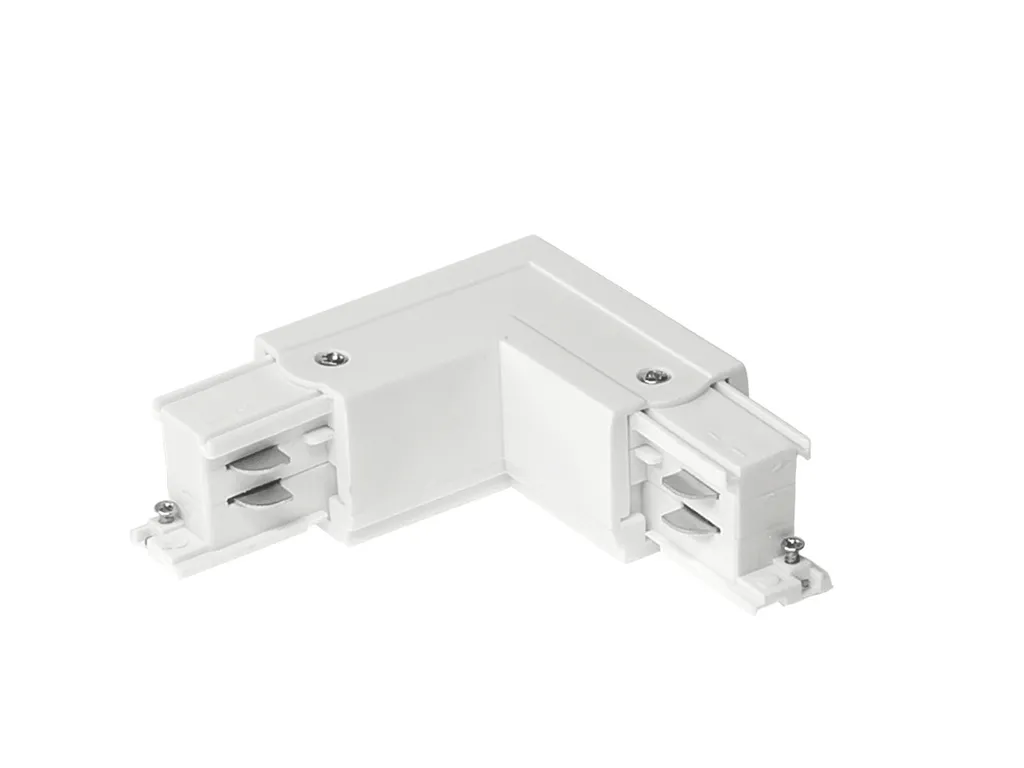 Connecteur d'angle droit pour rail triphasé blanc éclairage magasin