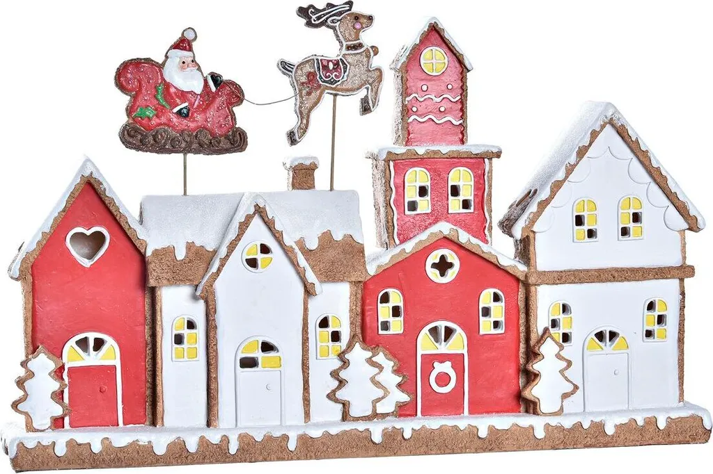 Grande Maison de Noël Rouge en Résine DKD Home Decor 41 x 7,5 cm