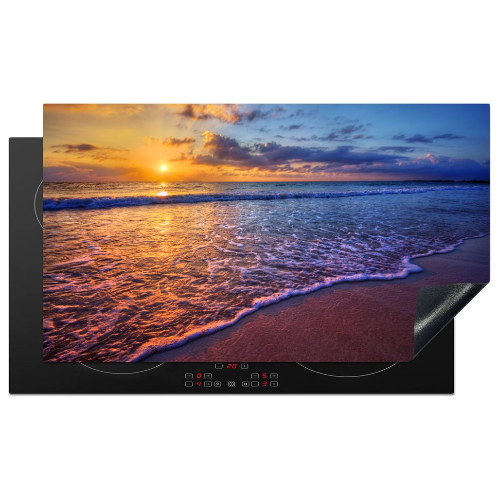 KitchenYeah Herdabdeckplatte Meer - Strand - Sonnenuntergang - Wolken - Horizont , 91x52cm, Küche Deko, Glaskeramikkochfeld Herdabdeckung, Abdec...