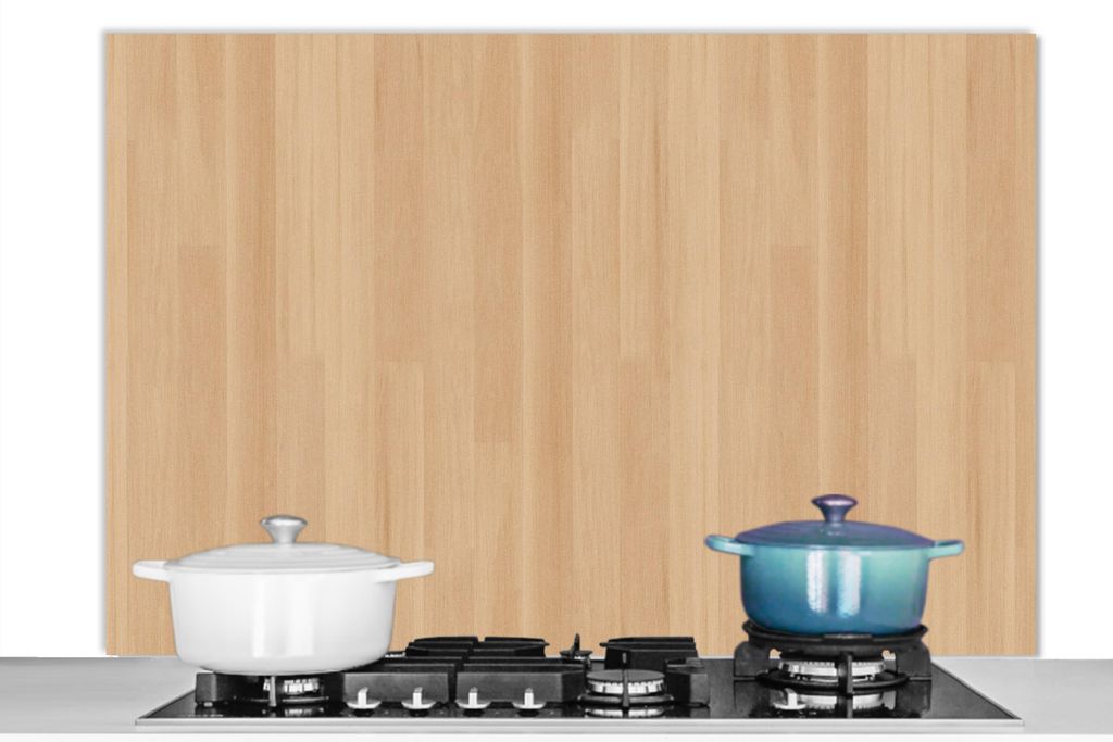 KitchenYeah Spritzschutz Küche - Küchenrückwand - Wandschutz für Herd und Spüle - Natürlich - Holz - Regal - Muster 120x80 - Alu-Dibond (Al...