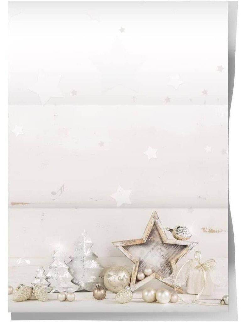 Logbuch-Verlah 100 Blatt Weihnachtspapier - Briefpapier Weihnachten edel grau weiß DIN A4 für Firma, Restaurant, Hotel25 Blatt