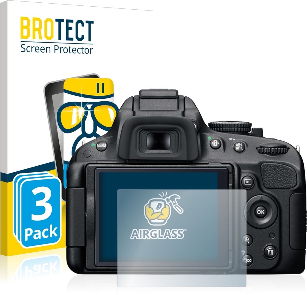 3x BROTECT Schutzglas für Nikon D5100 Schutzfolie Panzer Folie Glas Display Schutz klar