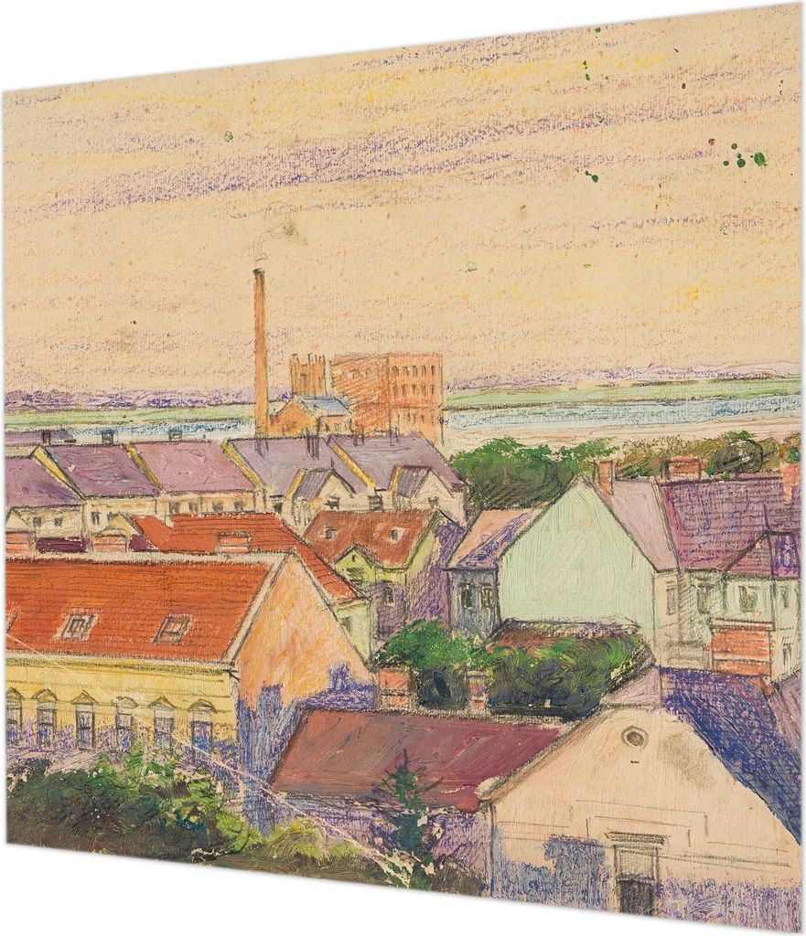 Wandtapete - Dekorative Tapete für Wohnzimmer - Tapetenfolie für Wanddekoration - 250x250 cm - Stadtdächer