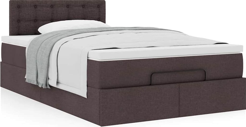"Winter Sale" Ottoman-Bett mit Matratze Dunkelbraun 120x200 cm Stoff - Bettrahmen mit Lattenrost Klassische Betten Jugend clorisNeu5612831